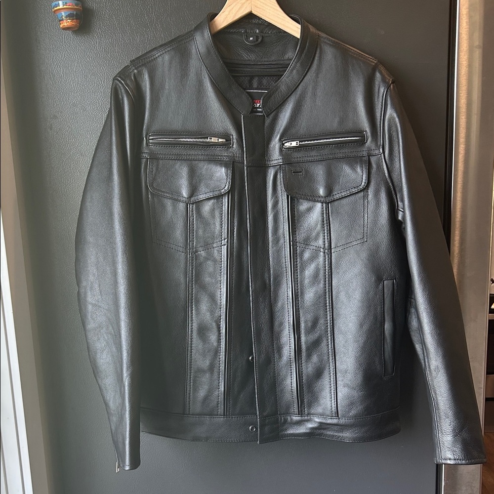 NWOT Men's Black Conceal Carry Leather Motorcycle Jacket - Picture 15 of 16
